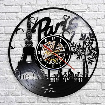 Paryžiaus Dekoro Bokštas Paryžiuje Laikrodis Prancūzų Vinilo Sienos Laikrodį, Prancūzijos Paryžiaus Panorama Rankų Darbo Sienos Meno Dekoro Kelionės Dovana