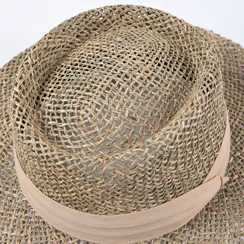 USPOP 2020 Naujas moterų vasaros skrybėlės natūralių jūros dumblių saulės skrybėlės kvėpuojantis platus kraštų paplūdimys skrybėlės moterų juostelės šiaudines skrybėles