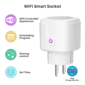 Smart Plug WiFi Lizdas ES 16A Galia Stebėti Laiko Funkcija Tuya SmartLife APP Kontrolės Darbai Su Alexa, Google 
