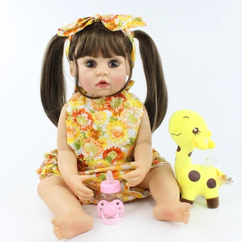 55cm Full Body Silikono Reborn Baby Doll Žaislas Vinilo Gyvas Kūdikių Dress Up Princess Bamblys Gimtadienio Dovana Vaikams, Žaislai Mergaitėms