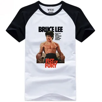 Vasaros Stiliaus Kinijos Kung Fu Wing chun T-shirts Bruce Lee Kumščiu FURY Medvilnės Top Marškinėliai Vyrams, moterims