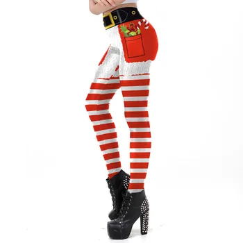 Kalėdų Raudona Balta Dryžuotas Fitneso Antblauzdžiai Seksuali Moteris Slim Legging Aukšto Juosmens Elastinga Priežastinis Blauzdinės Leggins Mujer