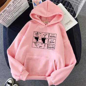 Anime Hoodies Pažadėjo Neverland Drabužius Paaugliams Palaidinukė Moterų Harajuku Rožinė Streetwear Puloveriai Grafinis Streetwear