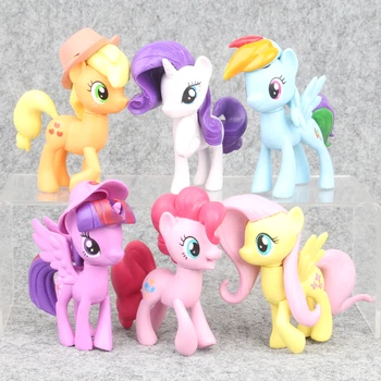6pcs/set Mano Mažai Pony Anime Pav Modelis Žaislas 9 CM, PVC Duomenys Kolekcionuojamos Lėlės, Žaislai Vaikams, Gimtadienis, Kalėdos, Dovanos