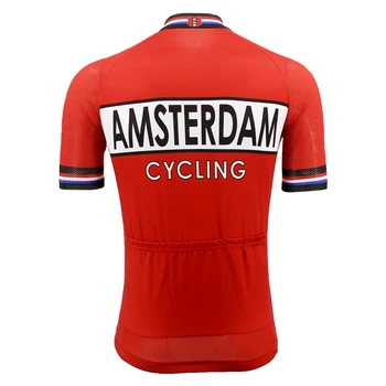AMSTERDAMO raudonųjų dviračių džersis trumpas rankovės ropa ciclismo mtb jersey, PRANCŪZIJOJE, OLANDIJOJE ITALIA 