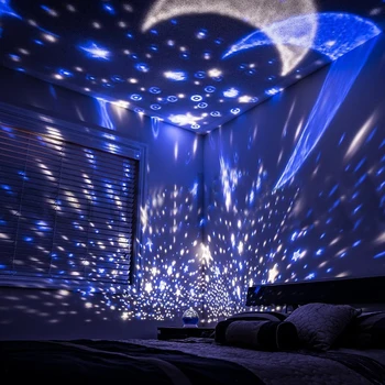 Projektorius Star Mėnulio Lempos Žvaigždėtą Naktį Šviesos diodų (LED Star Light USB Miegamasis Šalies Įkraunamas Nakties Šviesos Vaikas