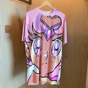 Animacinių Filmų Moterų Nightdress Sailor Moon Spausdinti Prarasti Plius Dydis Sleepwear Moterų Trumpomis Rankovėmis Vasarą Nightgowns Kawaii Homewear