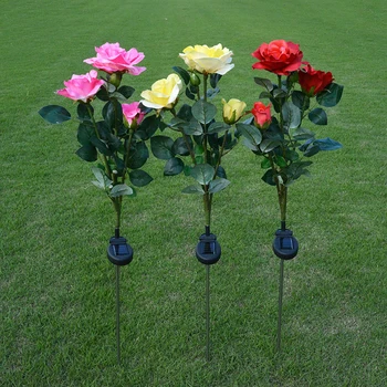 1Pc Romantiškas Rožės Lauko Saulės LED Šviesos Vandeniui Sodo Kelias Dekoratyvinių Gėlių Lempos