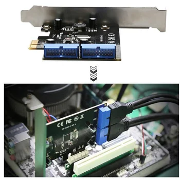 Super Greitis PCI Express Dual 20 Pin USB 3.0 Valdiklio plokštė PCI-E X1, 2-Ports USB 3.0 Antraštė pcie riser card Kompiuteriui