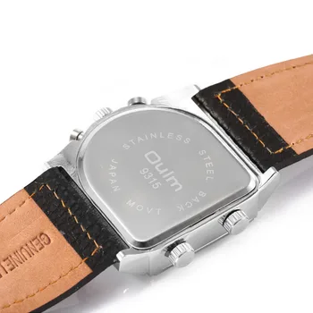 Oulm prekės užsienio prekybos laikrodžiai trys laiko juostos laikas vaikščioti, vyriški žiūrėti odinis diržas HP9315 white shell