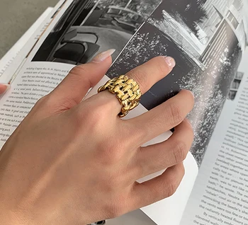 Peri'sBox Triple Sluoksnių Pločio Supintų Žiedai Netaisyklingos Geometrinės Žiedai Moterims Pramonės Vintage Stiliaus Žiedas Instajewelry 2020 Naujas