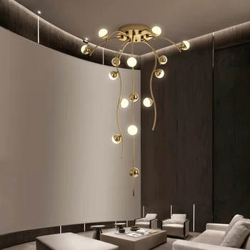 Šiaurės vario LED šviestuvo modernus minimalistinio dvipusė grindų apdailos šviesos prabanga kambarį valgomasis liustra apšvietimo
