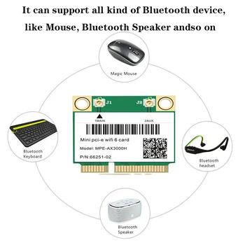 Dvigubos Juostos 3000Mbps Wifi 6 Belaidžio ryšio Adapteris Mini PCI-E Card, Bluetooth 5.0 Nešiojamas Wlan Wi-fi Kortelės 802.11 ax/ac 2.4 G/5 ghz Dėl Win10