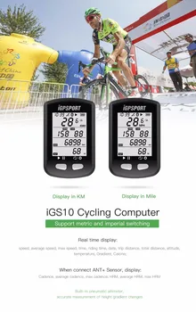IGS10 GPS Dviratis dviračio kompiuteris iGPSPORT spidometras Paramos Cadence & Greičio jutiklis & širdies ritmas