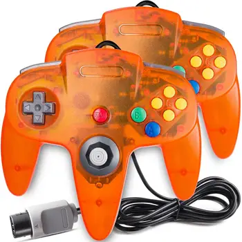 2vnt/komplektas Orange Laidinio Gamepad kreiptuku N64 valdytojas retro Žaidimų Konsolės Analoginis žaidimų joypad n64 rankena
