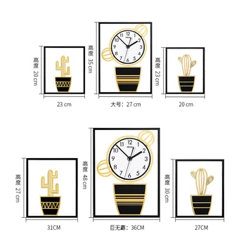 2020 Kūrybos Akrilo Sieninis Laikrodis Kaktusas Rinkiniai Modernus Dizainas Ir Tylus Kabinti Laikrodžiai Veidrodis Lipdukai Kambarį Namo Apdaila