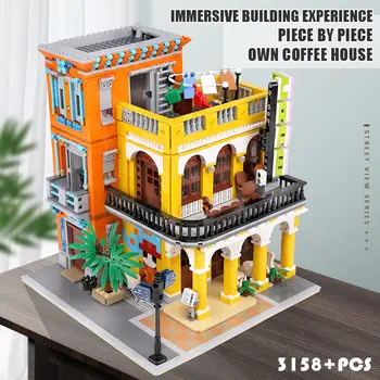 SS Street Serijos Kavinė Namas Parduotuvė Gražus Modelis, Statyba Blokai Asamblėjos Rinkiniai Vaikams Kalėdų Dovanos