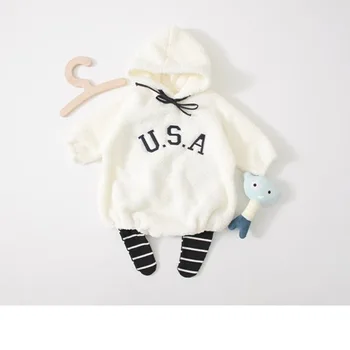 2018 kūdikių mielas loveled medvilnės, aksomo megztinis baby girl drabužiai maža medvilnę 2018 naujagimių onesie