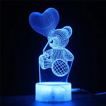 LED 3D Naktį Šviesa Tyra Meile Balionas Lokys 7 Spalvų Keitimas Lempos Paliesti ir Nuotolinio Romantiškas Dovanas Mėgėjams & Porų GETSINCRACK