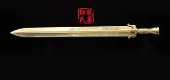 Kinijos Šiuolaikinės Bronzos Kardas Tiesiai Sunkiųjų Kardai Žalvario Ašmenys Kovos Menų Filmų Da WuDan Su Mediniu Stovu Nemokamai