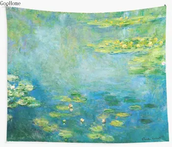 1906 Claude Monet-Waterlilies Sienos Gobelenas Padengti Paplūdimio Rankšluostį Mesti Antklodę Iškylą Jogos Kilimėlis Namų Puošybai