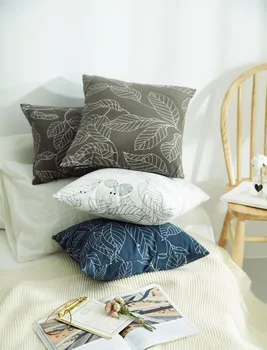 35x55/45x45cm tamsiai mėlyna/balta/ruda spausdinti pagalvėlė padengti medvilnės drobės juosmens pagalvės užvalkalą dekoratyvinis dangtelis pagalvė