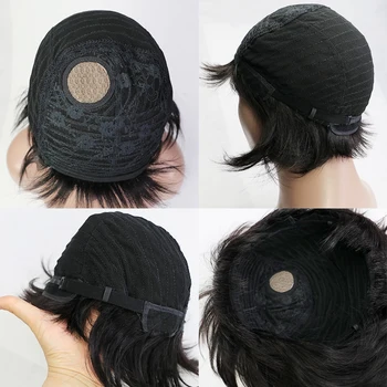 MRSHAIR Pixie Supjaustyti Perukas Žmogaus Plaukų perukas 130% Šilko, Nėrinių Viršų Trumpas Perukai Moterims #1B #613 Brazilijos Plaukų NonRemy Galima Dažyti Tamsiau