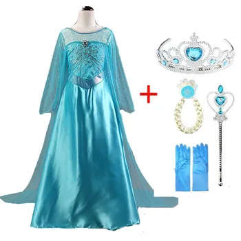 2020 Nauja Elsa Suknelė Mergaitėms Šalies Vestidos Cosplay Mergina Drabužių Anna Sniego Karalienė Spausdinti Gimtadienio Princesė Suknelė, Kostiumas Vaikams