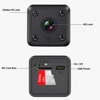 Mini Kamera, Wifi Baterija Nešiojamas Belaidis 1080P IP Kamera, Naktinis Matymas, Judesio Aptikimo Nuotolinio Stebėti Mažų Saugumo Kameros