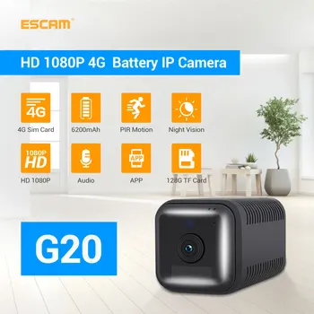 ESCAM G20 1080P Full HD Įkrovimo Baterija (akumuliatorius PIR Signalizacijos 4G Sim Kamera Su Dviejų krypčių Garsas