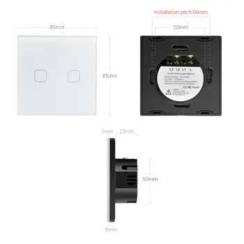 ES JK Standarto 1/2/3 Gauja LED Touch Swith 220V-240V Maitinimo Jungiklis Touch Wall šviesos Jungiklis Embedded Stiklo Skydelis Valdymo Modulis