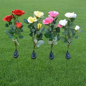 1Pc Romantiškas Rožės Lauko Saulės LED Šviesos Vandeniui Sodo Kelias Dekoratyvinių Gėlių Lempos