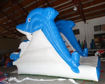 Naujas dizainas delfinų skaidrių pripučiami vandens čiuožykla pripučiamas baseinas skaidrių