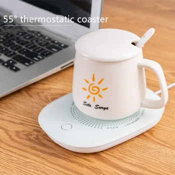 USB 16W 55° Pastovios Temperatūros Šilumą Šilčiau Šildytuvas Pieno, Arbatos, Kavos Puodelis Vieno mygtuko paspaudimu pereiti Grūdinto Stiklo Paviršius, atsparus Vandeniui