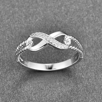 NUNCAD Susukti begalybės simbolis crystal 925 Sterling Žiedas vestuvių juostas Moteris bižuterijos Geriausia Kalėdų dovana