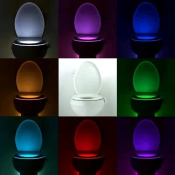LED Tualeto Sėdynė Naktį, Šviesos, Judesio Jutiklis WC Šviesos 8/16Color Permainingi Lempos AAA Baterija Apšvietimas unitazo Vaikas