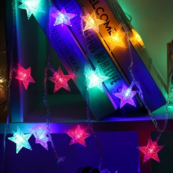 10/20/40/50 Star LED Šviesos Eilutę Šmėžavimas Girliandas Baterija Kalėdų Lempos Atostogų Šalis Vestuvių Dekoratyvinis Pasakų Žibintai