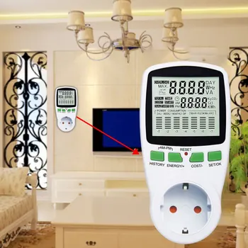 Galios matuoklis Skaitmeninis 230V skaitmeninis wattmeter JAV, ES, UK AU energijos skaitiklis vatų stebėti elektros schema Matavimo lizdą analizatorius 5