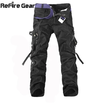 ReFire Pavarų Atsitiktinis Armijos Karinis Stilius Krovinių Kelnės Vyrams Multi-Pocket Kovoti Su Tactical Kelnes Mados Rudens Kelnės Medvilnė Kelnės