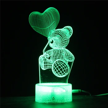 LED 3D Naktį Šviesa Tyra Meile Balionas Lokys 7 Spalvų Keitimas Lempos Paliesti ir Nuotolinio Romantiškas Dovanas Mėgėjams & Porų GETSINCRACK