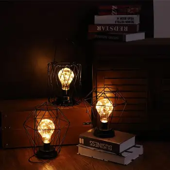 Kūrybos LED Šviesą Geležies Meno Minimalistinio Tuščiaviduriai stalinės Lempos Winebottle Vario Viela, Naktį Šviesos Namuose Miegamojo Puošmena Stalo Lempos