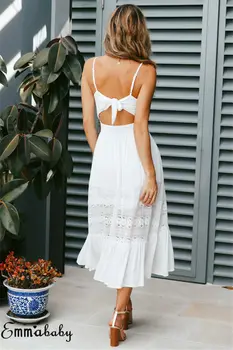 Naujas Mados Moterų Boho Ilgas, Maxi Suknelė Vasaros Ponios Rankovių White Beach Suknelė Vestidos Vakare Šalies Atsitiktinis Suknelės