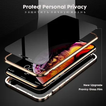 360 Privatumo Magnetinio Adsorbcijos Atveju iPhone XS MAX XR X 7 8 6 6s Plius Priekiniai Atgal Grūdintas Stiklas pilnos Apsaugos Padengti