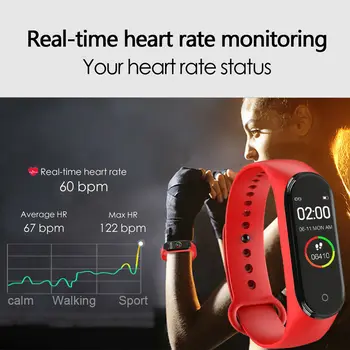 Atsparus Vandeniui Smart Spalvotas Ekranas M4 Žiūrėti Širdies Ritmo Monitorius Stebėjimo Sveikatos Tracker Sporto Apyrankę Skaitmeninių Laikrodžių Vyrams, Moterims