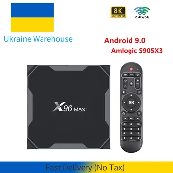 X96 Max Plus Smart Android 9.0 TV Box Amlogic S905x3 Quad Core, 4GB 64GB 8K 4K Media Player X96 Max+ 2.4 G/5G Wifi BT4.1 TVBOX