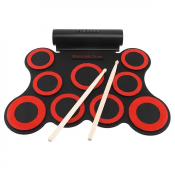 9 Pagalvėlės Elektroninės Drum Roll iki Silikono MIDI Drum Dvigubas Stereo Garsiakalbiai Elektrinių Būgnų Komplektas su kojos be kulšių ir Išlaikyti Pedalas